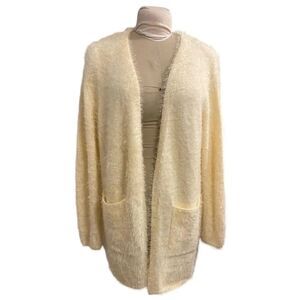 NWT Idem Ditto Open Cardigan Ivory Size L Front Pockets SOFT